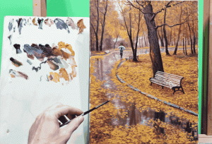 После дождя: Искусство, вдохновленное осенней жизнью #живопись #art #какнарисовать #пейзаж
