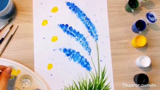 Весенний рисунок. Пчелки и лаванда. Рисунок пошагово смотреть онлайн