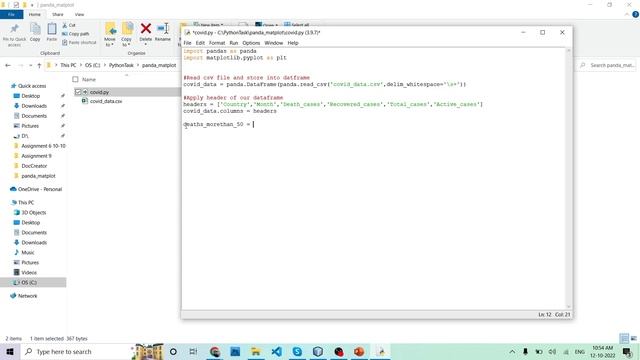 Matplotlib and pandas using python