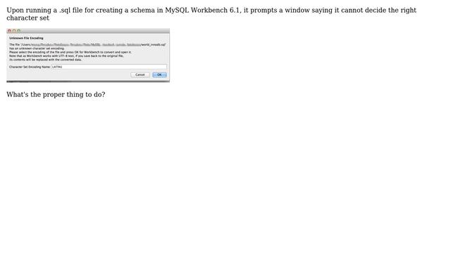 MySQL Workbench run SQL script file Character Set encoding issue смотреть онлайн