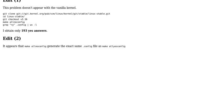 In Debian Jessie, make allnoconfig and make allyesconfig generate the same .config file смотреть онлайн