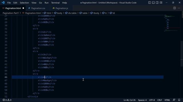 JavaScript Pagination Tutorial #2: Create Dynamic Table with Hover Effects.
