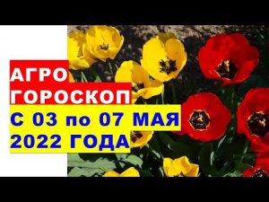 Агрогороскоп с 03 по 07 мая 2022 года