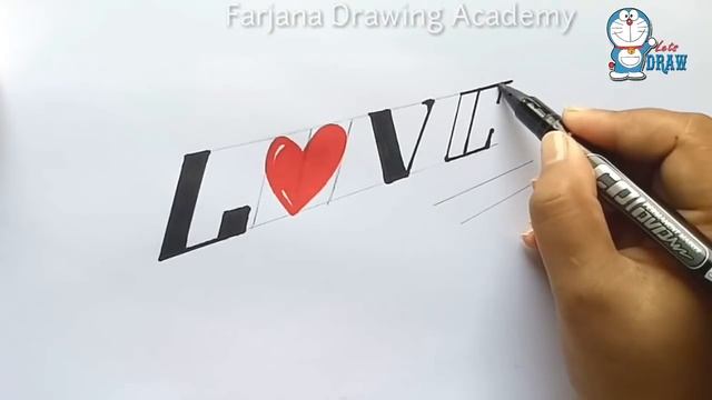 How to draw 3D Love step by step смотреть онлайн