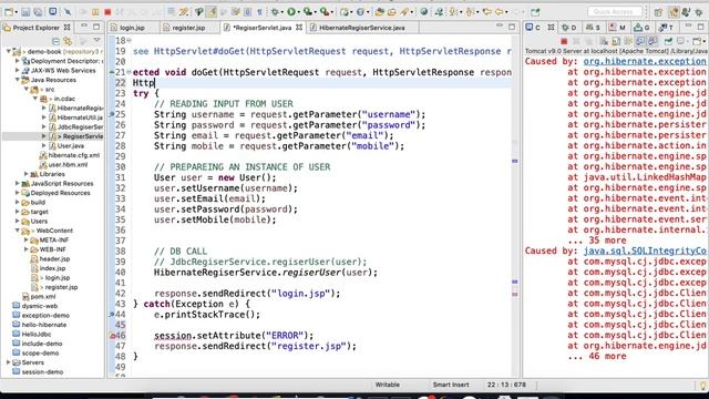 7. User Registration, Server side validation. Unique Constraint Handling.