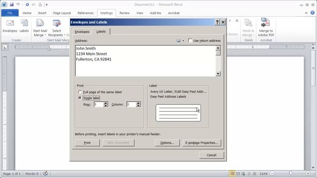 Printing Individual Labels or a Full Sheet of the same label смотреть онлайн