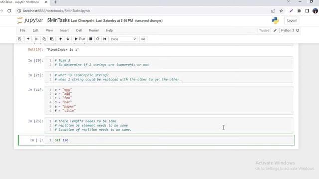 5 min Task 3 - Isomorphic Strings #Python #programming #automation #codingforkids #coding