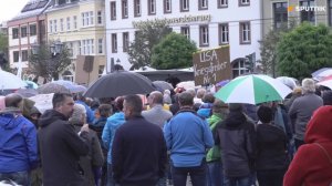 Protest w niemieckim Zwickau przeciwko polityce energetycznej rządu i antyrosyjskim sankcjom