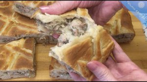 ПИРОГ МЯСНОЙ С КАРТОШКОЙ С ТЕСТОМ НА ЗАКВАСКЕ