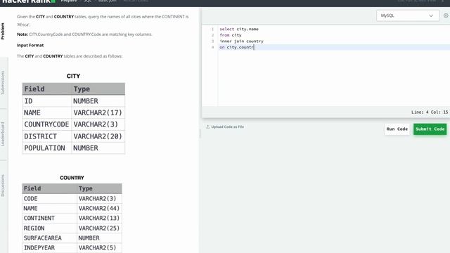 Hackerrank SQL Solution #39 Basic SQL - African Cities