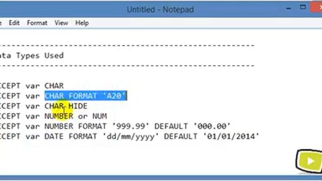 66. Input Variables in Oracle SQL Plus