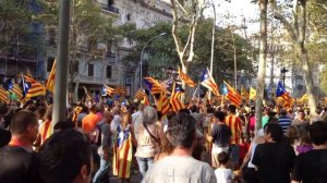 Protester på Gran Via i Barcelona