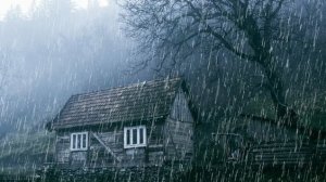 Шум дождя и грома для сна ☔️ Дождь и гроза за окном уютной спальни и теплый камин для сна