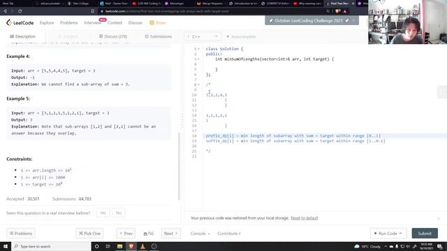 1477. Find Two Non overlapping Sub arrays Each With Target Sum - Daily Leetcode (Day 39) смотреть онлайн