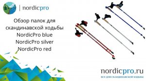 Бюджетные телескопические палки NordicPro Blue, Silver, Red