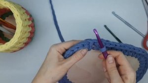 Корзинка "Сова" из трикотажной пряжи. Мастер-класс. Обвязка прямоугольного донышка с круглыми краям