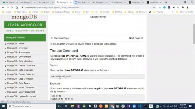 Mongo DB- installation - start MongoDB - create DB  part -2
