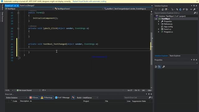 Text Input Visual C# смотреть онлайн