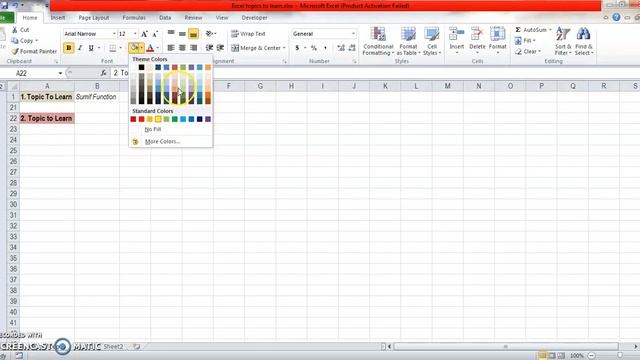 C1 : Basics of Excel