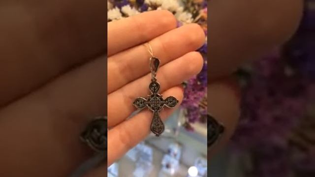 Серебряный нательный крестик 32122