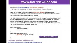 When do you use annotations in java explain override annotation interviewdot