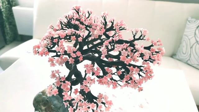 Бонсай Сакура ручной работы из полимерной глины. смотреть онлайн
