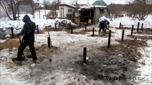Завинчивание свай. Монтаж свайно-винтового фундамента