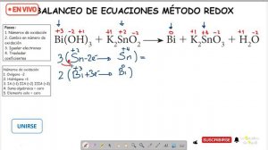 BALANCEO DE ECUACIONES REDOX:  Bi(OH)₃ + K₂SnO₂ → Bi + K₂SnO₃ + H₂O