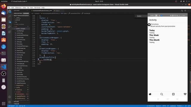 React Native Instagram Clone activity listing ui- Part 17 смотреть онлайн