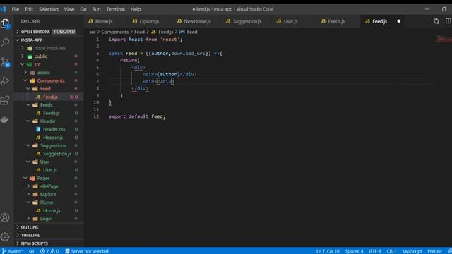 React Tutorial 19 - Displaying contents at Feeds component