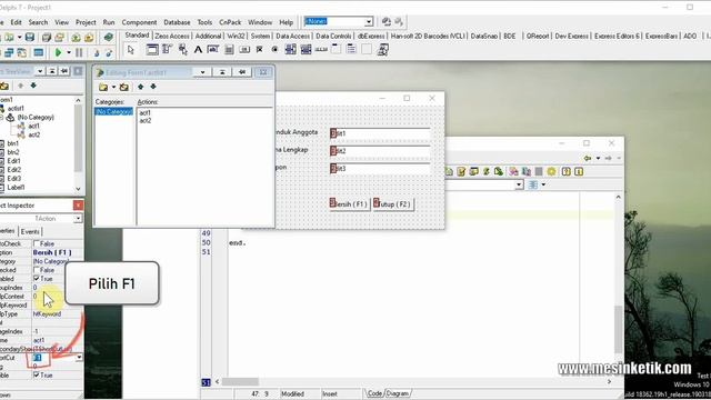 #6 - Project delphi 7 - menggunakan actionlist dan keypress sebagai pintasan
