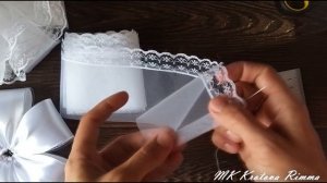 Пышные, белые бантики из кружева и фатина!!! Диаметром 15,5 см.