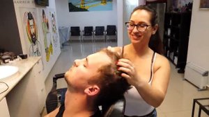 💈FORGET STRESS & SLEEP TIGHT _ ASMR FOAMY HAIR WASH & FULL BARBERSHOP MASSAGE w_ LADY PETRA