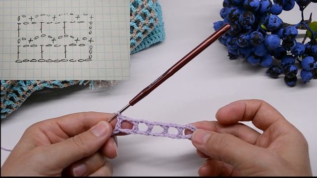 Сетчатый узор крючком. смотреть онлайн