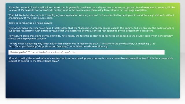 Is it possible not to have to hardcode context root to user react-router смотреть онлайн