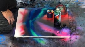 “Give away painting #6” red space city (SPRAY PAINT ART) by spray art eden
