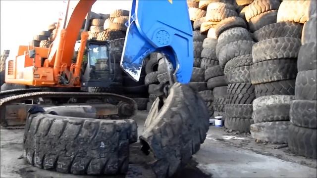Утилизация шин - резка шин ножницами ARDEN от 1 до 7 т. смотреть онлайн