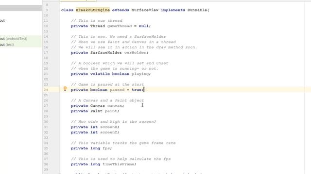 Coding a Breakout game for Android part 9: Implement a Thread and the class member variables смотреть онлайн