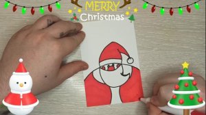 Как нарисовать новогоднюю открытку/ Дед мороз /открытка своими руками/ How to draw New Year card
