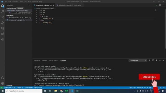 Python for Beginners | Syntax Error with example.