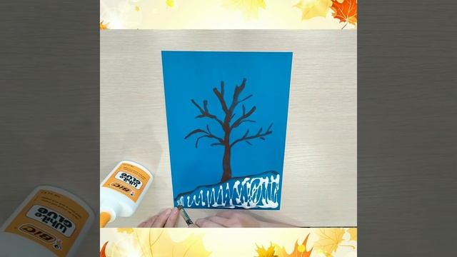 Рисование рисом "Осенний пейзаж" смотреть онлайн