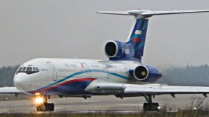 Ту-154 и стая птиц на перроне. Всех распугал - взлетел штатно.