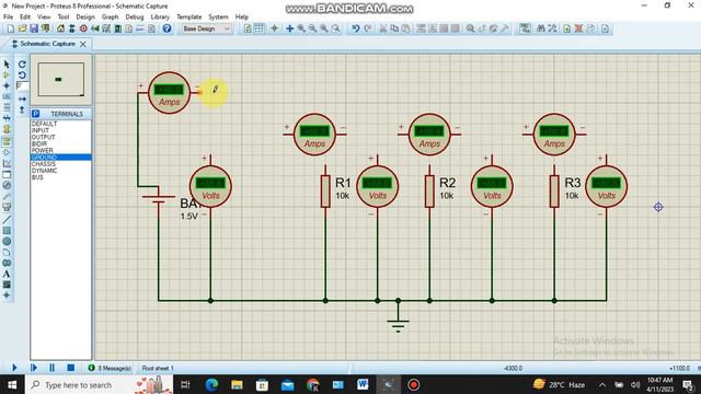 Simple Parallel circuit simulation using proteus software