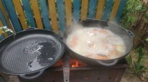СОЛЯНКА СБОРНАЯ МЯСНАЯ В КАЗАНЕ НА КОСТРЕ