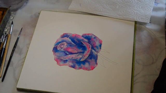 Как нарисовать КосмоРозу. Акварель. смотреть онлайн