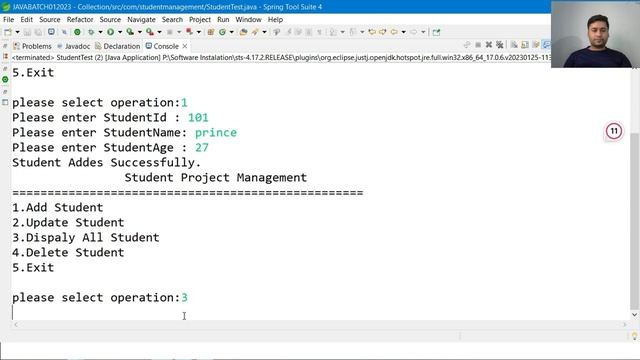 Project in Java based on Collection