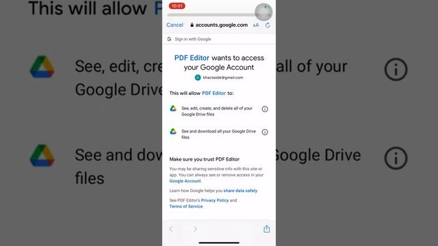 PDF Editor connect to google drive