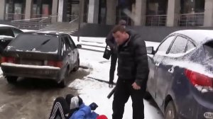 Russian drunken man broke guys