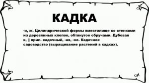 КАДКА - что это такое? значение и описание