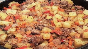 Жаркое из куриной печени с овощами